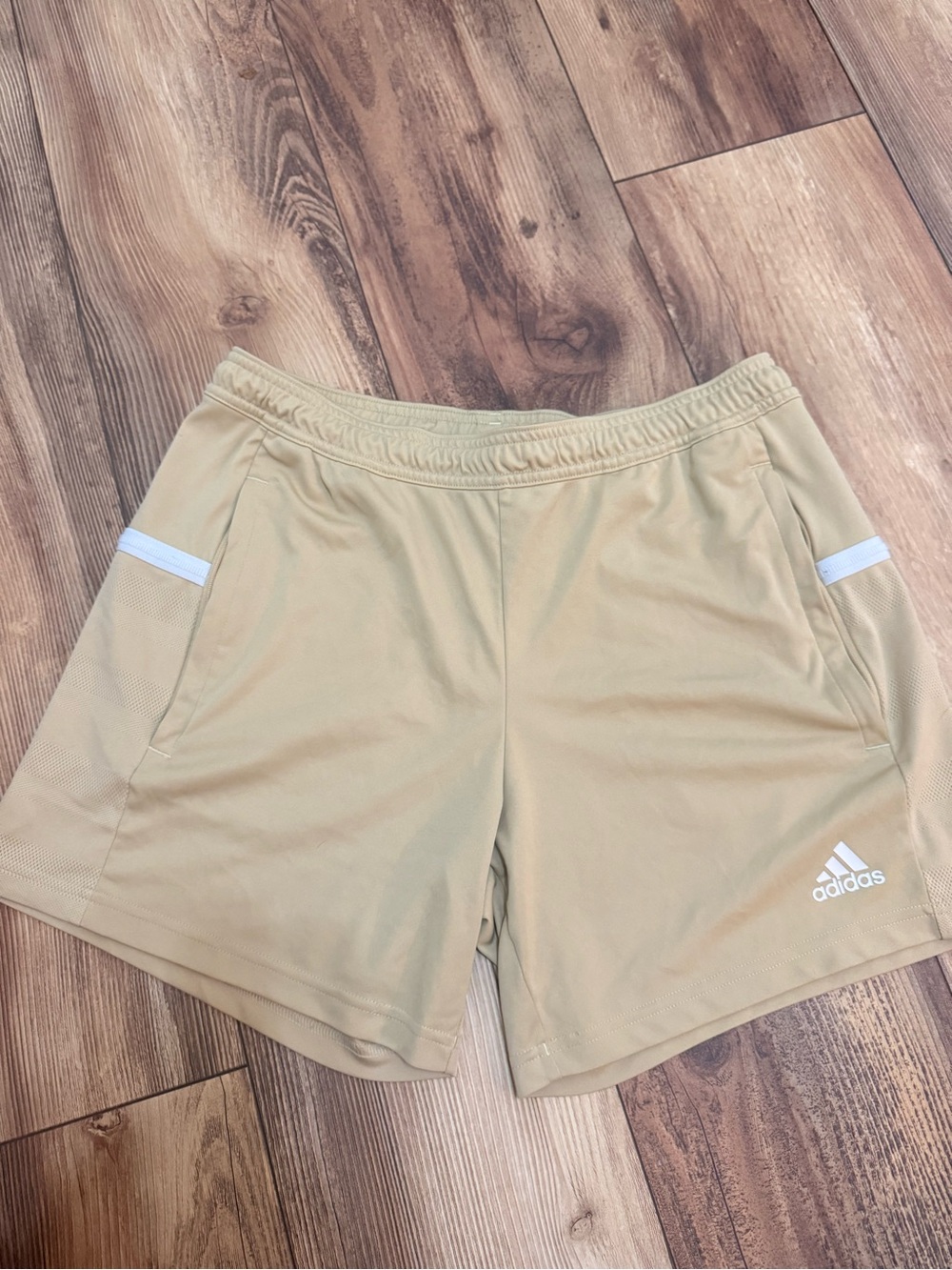 adidas Women's Khaki Athletic Shorts with White Accents